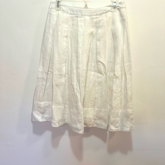 Talbots white linen skirt pleated 4 petite - Picture 3 of 7